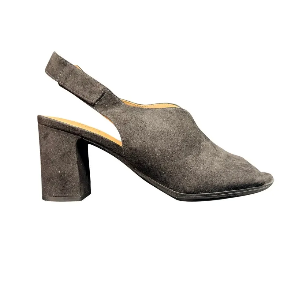 Naturalizer Preston Black Faux Suede Slingback Heel 9.5M